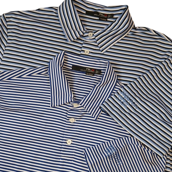 RLX Ralph Lauren Set 2 Striped/Embroided Polo Shirts‎ Size Large - Picture 1 of 9